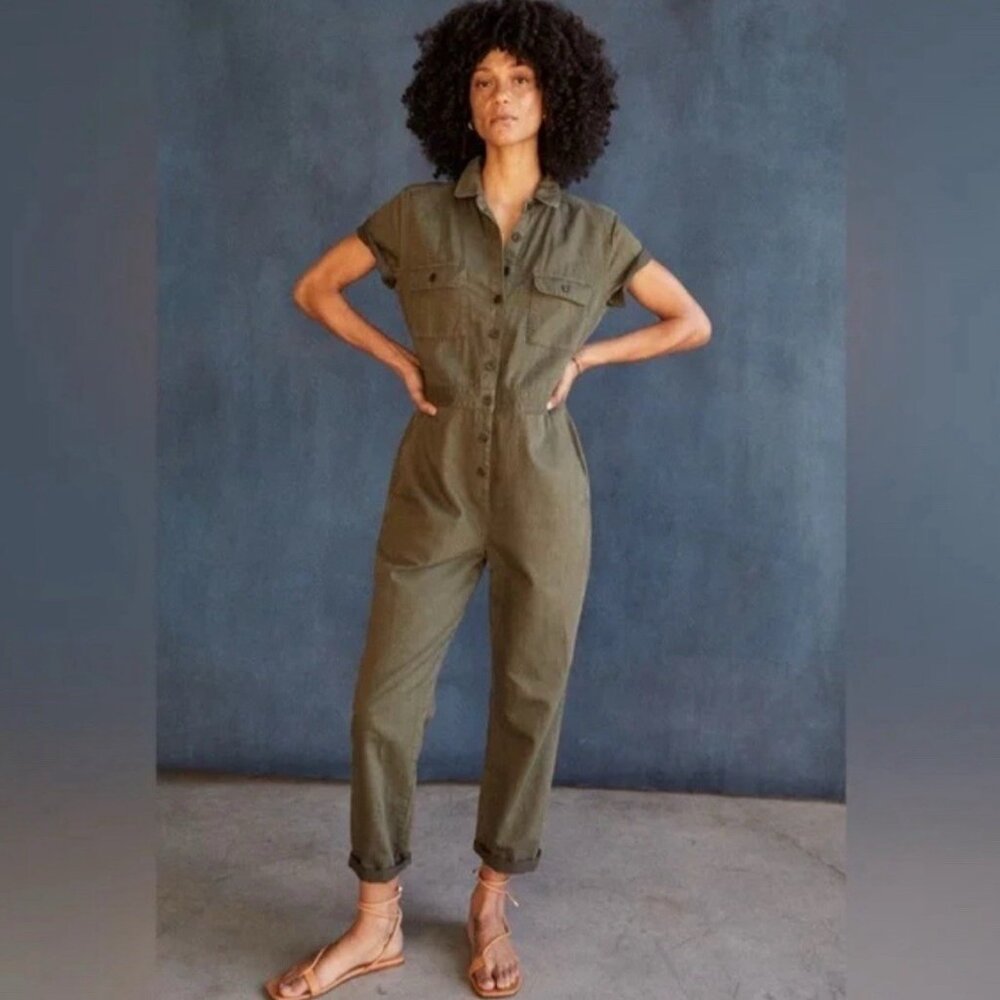 Outerknown S.E.A. Olive Green Overalls Jumpsuit Size 10 NWT NEW  RUNS SMALL!!